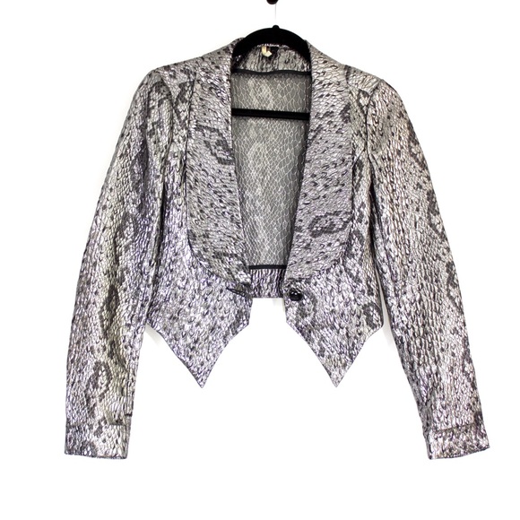 Topshop Jackets & Blazers - Topshop Silver Metallic Crop Top Blazer